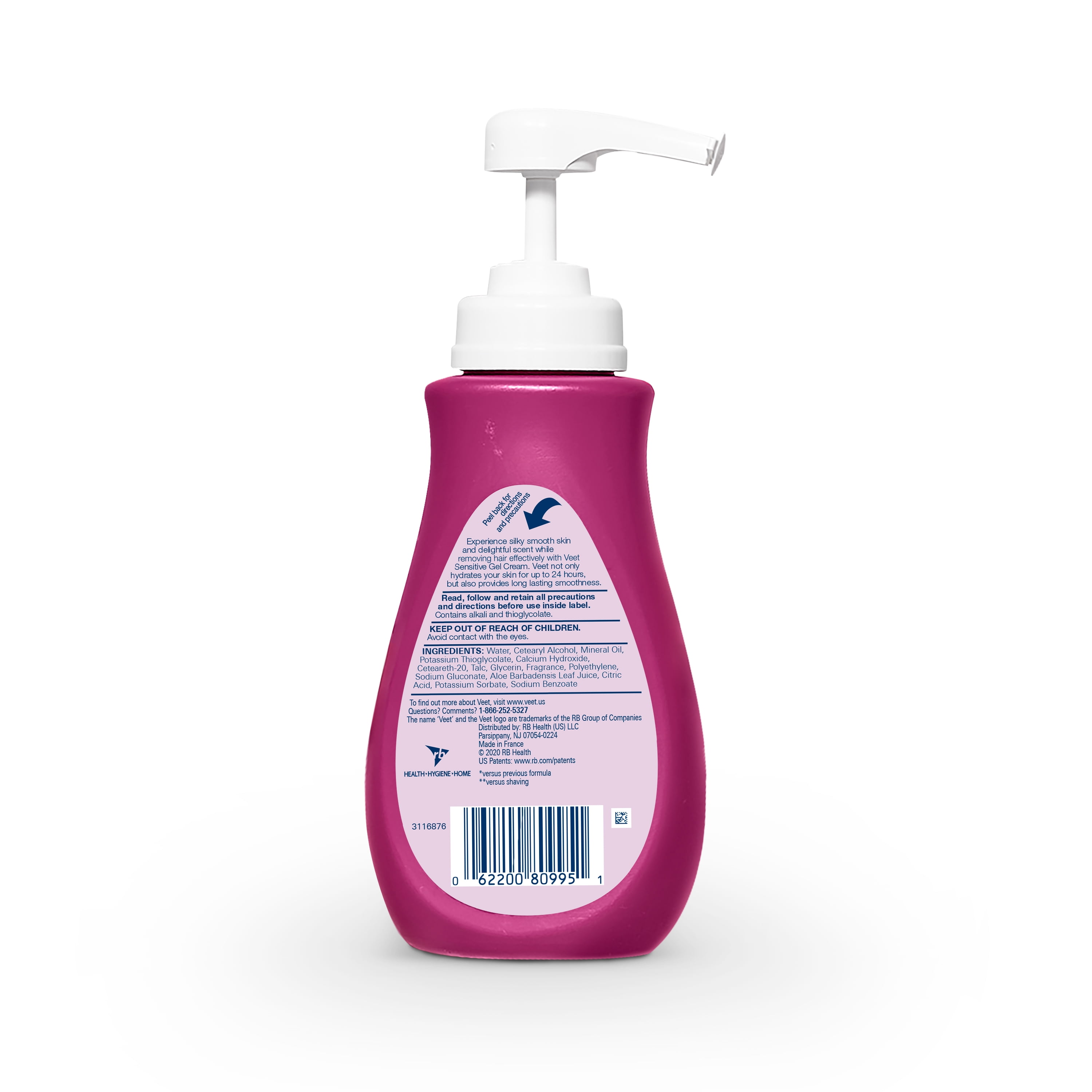 VEET Silk and Fresh Technology Legs & Body Gel Cream Hair Remover, Sensitive Formula, 13.5 FL OZ Pump Bottle (Packaging May Vary)