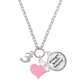 thumbnail image 1 of Delight Jewelry Silvertone Number - 3 - Light Pink Heart Nurse Strong Zoe Necklace, 1 of 4