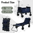 thumbnail image 2 of 2-in-1 Folding Garden & Beach Wagon Cart, Heavy Duty Utility Trolley, Converts to Lounge Chair, All-Terrain Wheels, 2 of 8