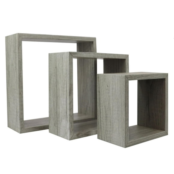 Set 3 repisas flotantes cuadradas minimalista Gris decora hogar ELLEGANCE HOUSEWARE FS39098