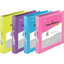 enday 3-Ring View Binder, O-Ring, Assorted Colors, 1-1/2 Inch, Pack of 4