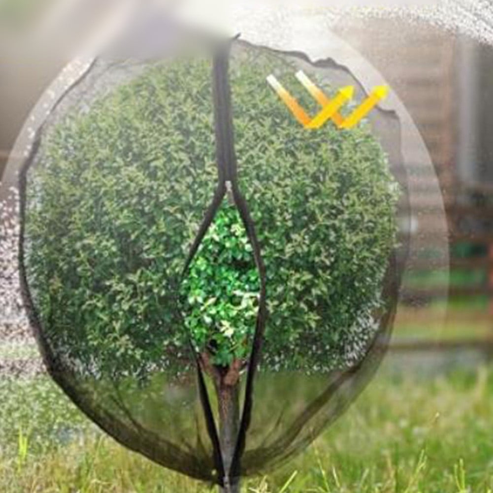 60 Mesh Garden Netting Bags with Zipper Drawstring for Fruit Trees, Vegetables, and Berry Bushes - Black PE Insect and Pest Protection Cover