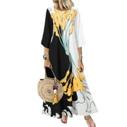ZANZEA Women Floral Printed Casual Long Dress O Neck Bohemian Maxi Sundress