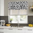 thumbnail image 4 of 2 Pack Abstract Ethnic Valance for Window Boho Geometric Trible Black Floral Texture Kitchen Valance Rod Pocket Short Curtain Topper Decorative Window Treatment for Living Room Bedroom 42"x12", 4 of 9