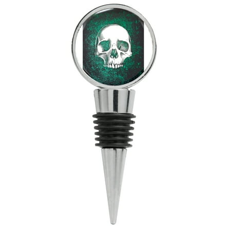 

White Skull on Grunge Background Wine Stopper