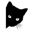 thumbnail image 1 of 2pc Reflective Black Cat Face Peeking Automotive Window Decals Car Stickers, 1 of 5
