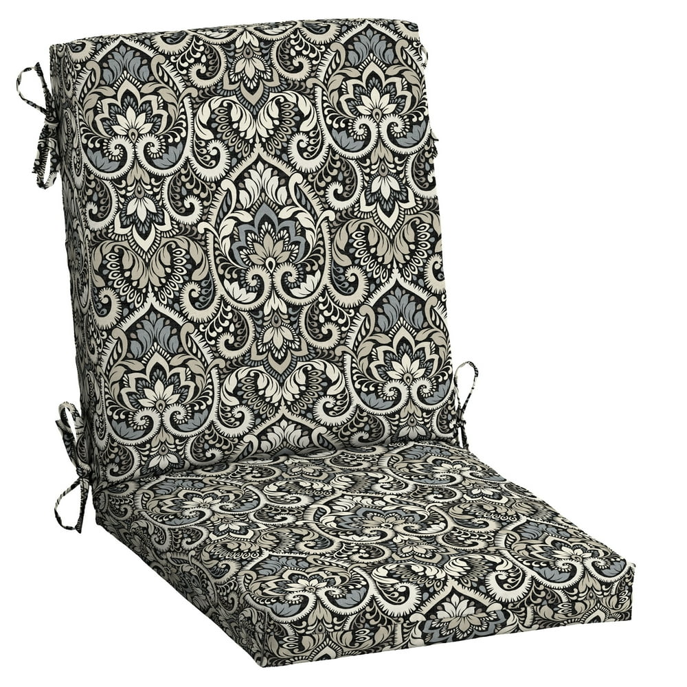 Arden Selections 44" x 20" Black Damask Rectangle Chair Outdoor Seating