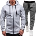 thumbnail image 2 of toraway Ensemble Décontracté pour Hommes 2 Pcs Tenues d'Été Grande Taille Veste à Capuche Zippée Automne Décontractée Extérieure Manches Longues Veste D\'entraînement Physique Jogging 2 Pce TG, 2 of 4