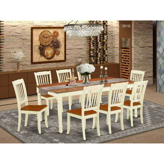 East West Furniture Dining Room Set Buttermilk & Cherry, DODA9-BMK-W