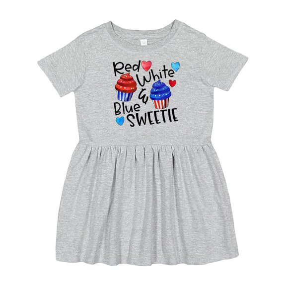 Inktastic 4th of July Red, White and Blue Sweetie Cupcakes and Stars Girls Toddler Dress
