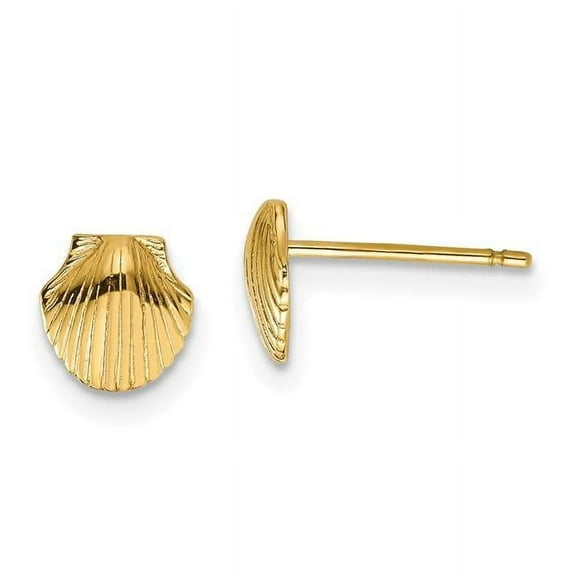 Primal Gold 10 Karat Yellow Gold Mini Scallop Shell Post Earrings