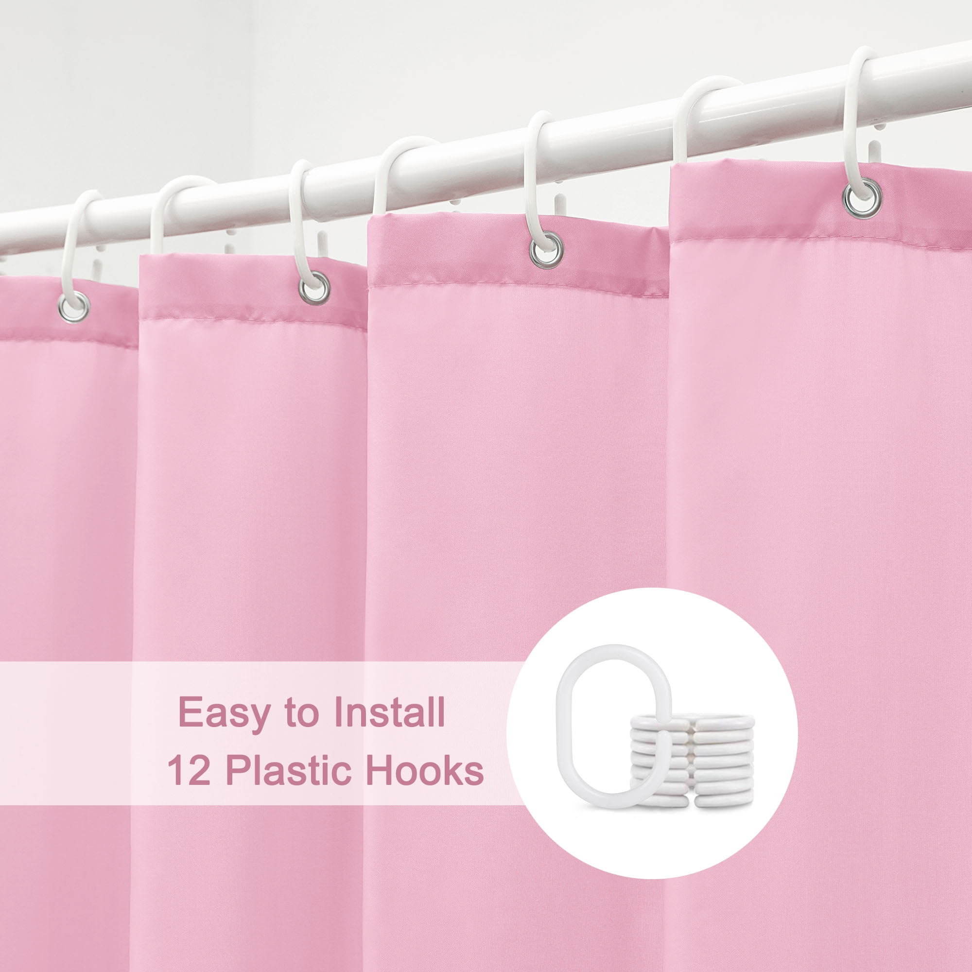 Inosoo Pink Fabric Shower Curtain,72"Wx 84"H Extra Long Waterrepellent Shower Curtain Liner  (图3)