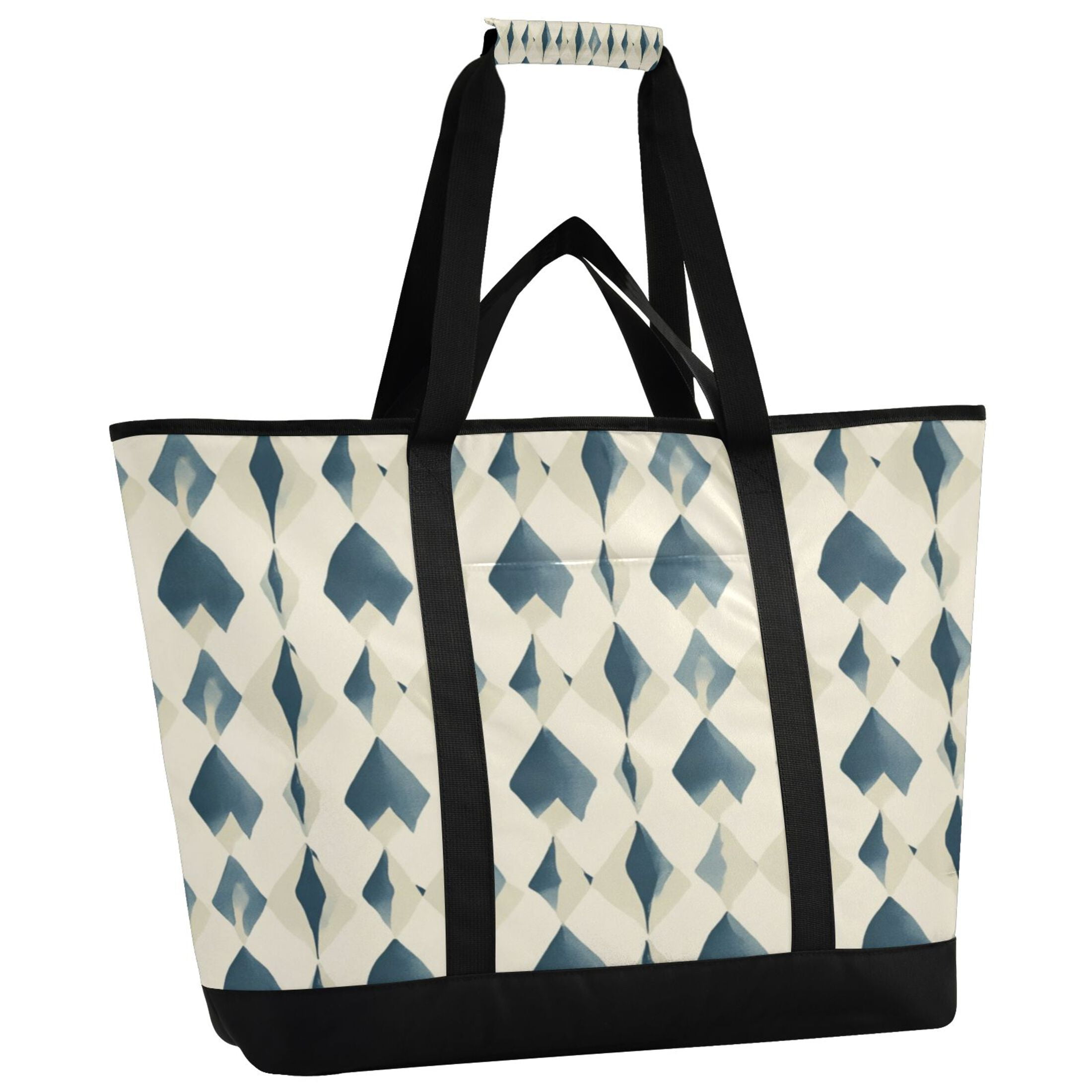 Large Hand-held Ice Pack Picnic Bag Insulation and Refrigeration Suitable for Shopping Picnics and Camping Super Cute Blue Squares