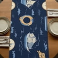 thumbnail image 5 of Navy Blue Boat Coastal 36 Inch Table Runner, Summer Sea Beach Ocean Nautical Farmhouse Dresser Scarf Cotton & Linen Tablerunner for Dining/Kitchen Island/Holiday Party Décor Small 13" x 36", 5 of 9