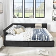 thumbnail image 6 of AOOWOW Queen Size Wood Daybed With 2 Drawers, Modern Elegant Velvet Upholstered Padded Grid Pattern Bed Frame With Spacious Under Bed Storage, No Box Spring Needed, Easy Assembly, black, 6 of 12