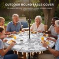 thumbnail image 3 of Round Outdoor Tablecloth with Umbrella Hole and Zipper, Grey Flowers Tablecloth with Elastic Waterproof, Vintage Pastoral Plants Rustic Leaves Patio Table Covers for 36" - 44" Picnic Pool Tables, 3 of 9