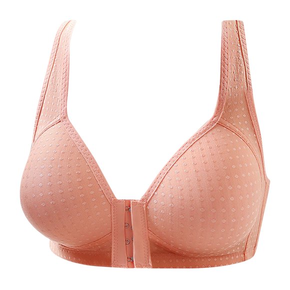 yoeyez Bras for Women Plus Size,Womens Seamless Wirefree Print Bra Full Coverage Supportive Bra Push Up Bras Everyday Bralet With Straps Pink L