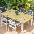 thumbnail image 2 of Farmhouse Daisy Table Cloths for 5 Foot Rectangle Tables, Spring Watercolor Yellow White Floral Beige Patio Waterproof Elastic Fitted Tablecloths, Washable Rectangular Table Cover for Camping, 2 of 8