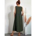 thumbnail image 2 of Womens Maxi Dress 2025 Sleeveless Summer Dresses V Neck Casual Tiered Sundresses with Pockets Olive Green 5XL, 2 of 5