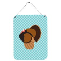 Carolines Treasures BB8160DS1216 Bronze Turkey Blue Check Wall or Door Hanging Prints