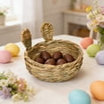 thumbnail image 5 of Sktrjpolfis Easter Bunny Ear Woven Storage Basket Khaki Flax Straw Organizer for Easter Candy Toys Home Decor, 5 of 5