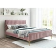 thumbnail image 2 of Pemberly Row Wood and Fabric Upholstered Queen Platform Bed in Blush Pink, 2 of 4