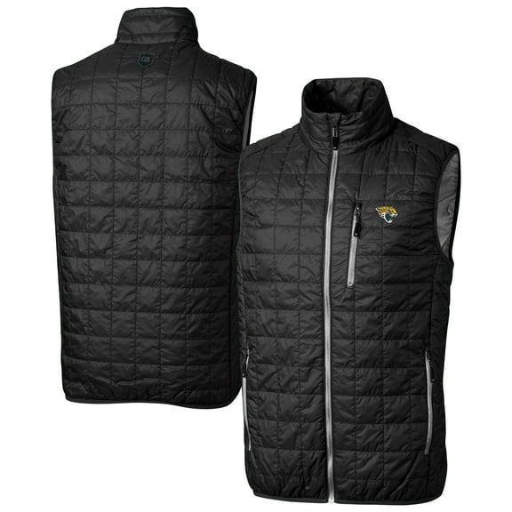 Men's Cutter & Buck Black Jacksonville Jaguars Rainier PrimaLoft Eco Insulated Full-Zip Puffer Vest