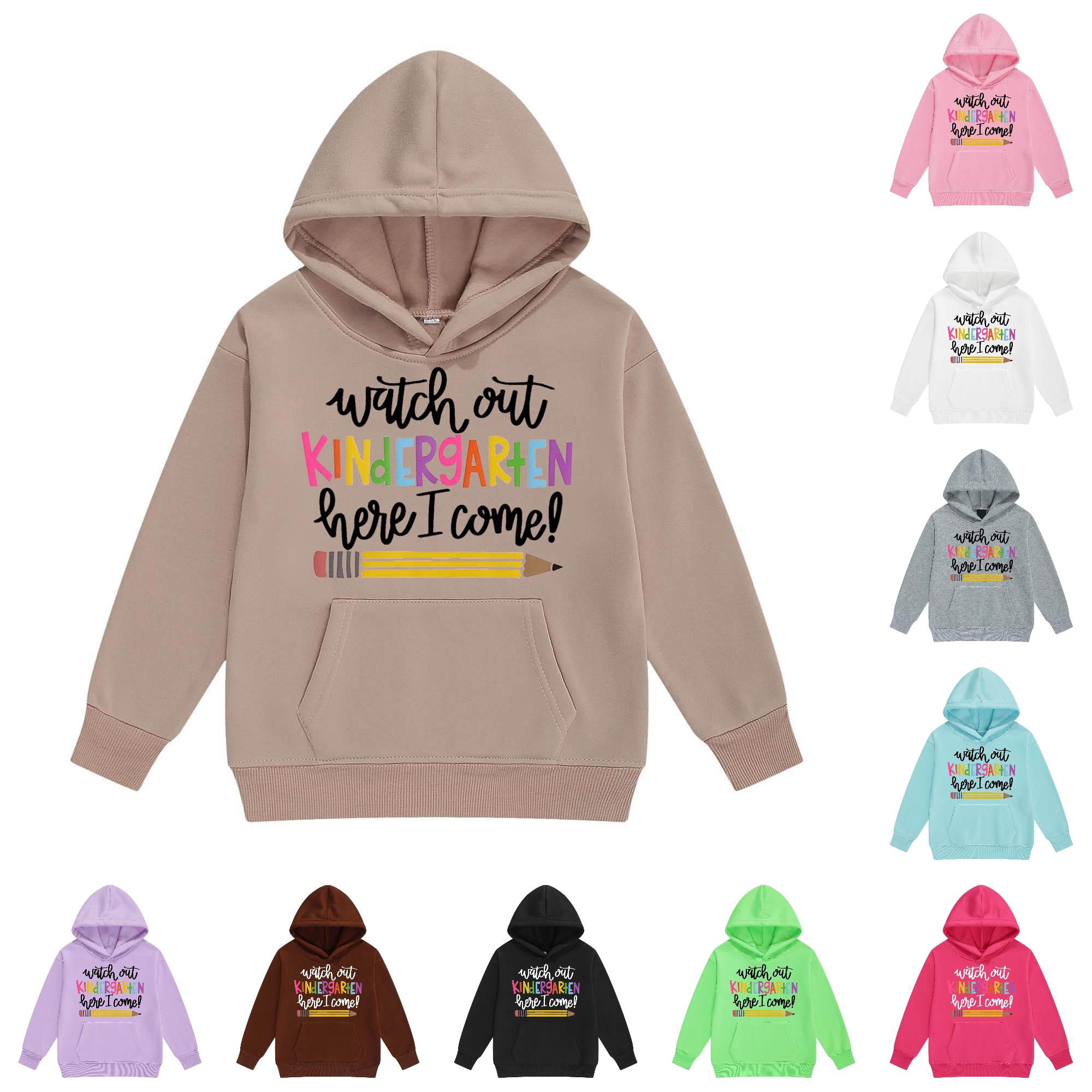 SONXAHE Toddler Boys Kindergarten Hoodie Pencil Print Hoodies Back To School Pullover Sweatshirt Khaki