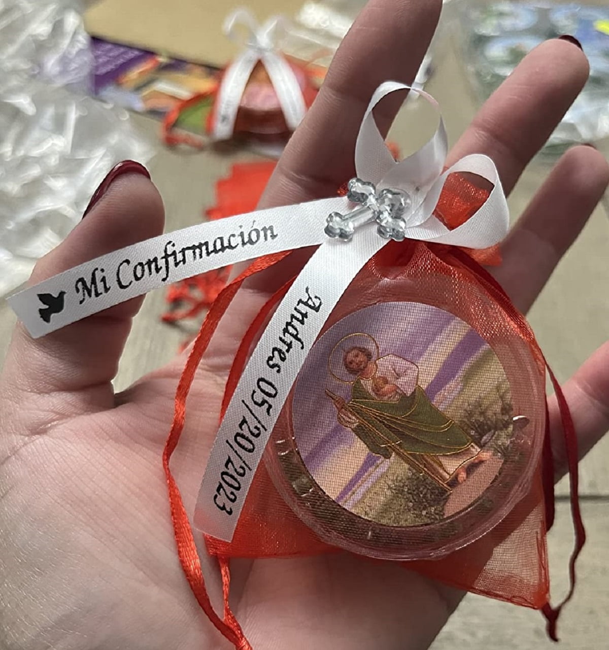 Personalized Ribbons Baby Bridal Shower Wedding Favors Custom Made Red Satin Bows