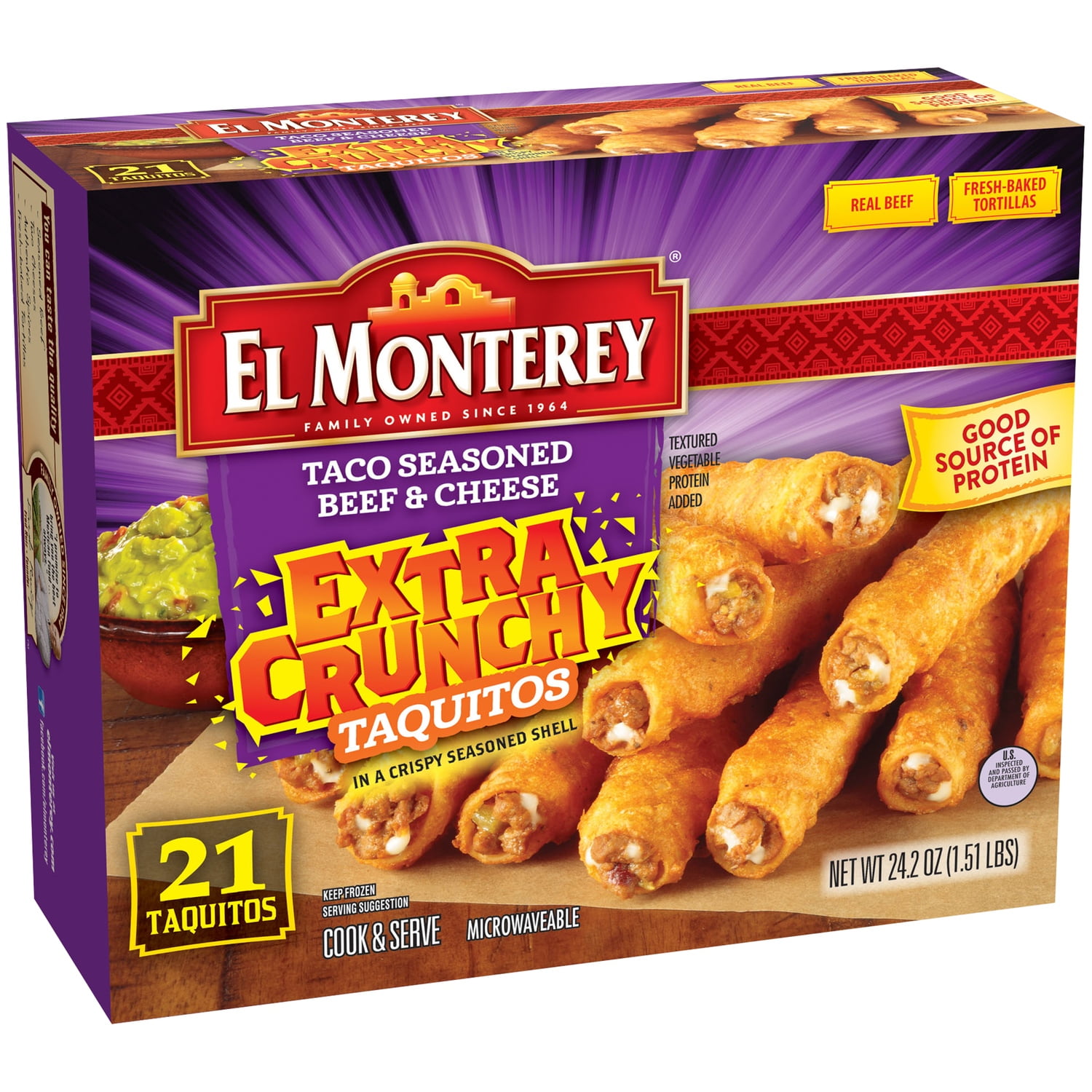 El Monterey® Taco Seasoned Beef & Cheese Extra Crunchy Taquitos 21 ct