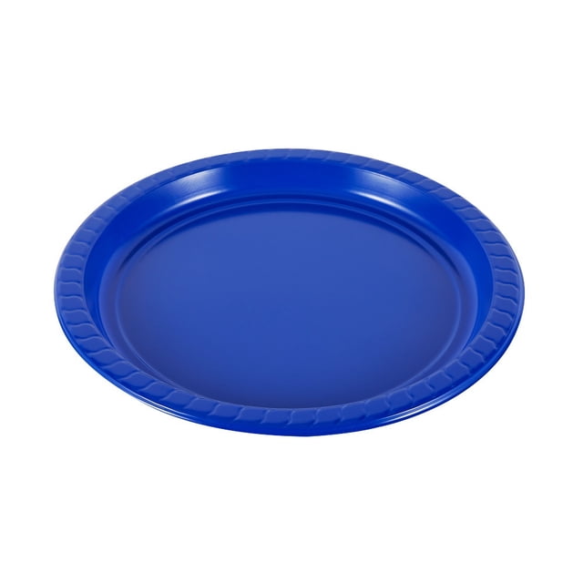 Nvzi 60Pcs 9in Plastic Dinner Plates, Disposable Plates Bulk Pack, Party Plates for BBQ, Picnic, Parties, Travel and Events, Microwavable Recyclable(Blue)