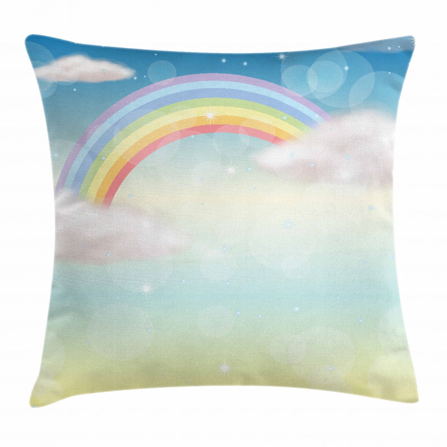 Multicolor 18x18 Green Cow Land Cute Unicorn Rainbow Design apparel Throw Pillow 