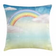 thumbnail image 1 of Cloud Throw Pillow Cushion Cover, Semi Circle Soft Colored Rainbow Stripes and Tiny Stars in the Multi Layered Sky, Decorative Square Accent Pillow Case, 20 X 20 Inches, Multicolor, by Ambesonne, 1 of 2