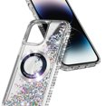 thumbnail image 4 of NageBee Designed for iPhone 13 Pro Max Magnetic Case for MagSafe, Tempered Glass Screen Protector/Wrist Strap Lanyard, Glitter Floating Liquid Cute Case (Diamond), 4 of 6