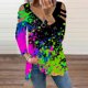 thumbnail image 3 of Gibobby Blusa Termica Blusa para mujer Casual Summer Tops Floral Manga larga O Cuello Camiseta Impreso Flower Loose Side Split Blusa Túnica（Negro， XXL), 3 of 4