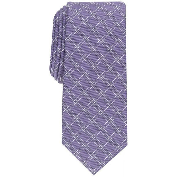 Alfani PURPLE Men's Pilley Grid Silk Blend Textured Slim Tie, O/S