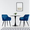 thumbnail image 2 of Cozy Castle Velvet Accent Chairs Set of 2, Upholstered Dining Chairs for Living Room, Dining Room, Bedroom, Mid Century Modern Vanity Chair with Metal Legs and Ergonomic Backrest, Blue, 2 of 7