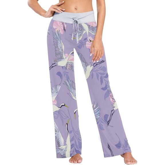 Women's Pajama Pants Flying Bird Flower Comfy Stretch Sleepwear Womens Wide Leg Pants Casual Loose Yoga Sweatpants Comfy Lounge Pajama, X-Large