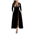 thumbnail image 1 of DPTALR Robe pour Femmes Décontractée à Manches Longues Col Rond T-Shirt Mini Évasée Robes à Manches Longues Fluide à Volants Superposés Décontractée Fête Automne Robe Midi Noire, 1 of 7