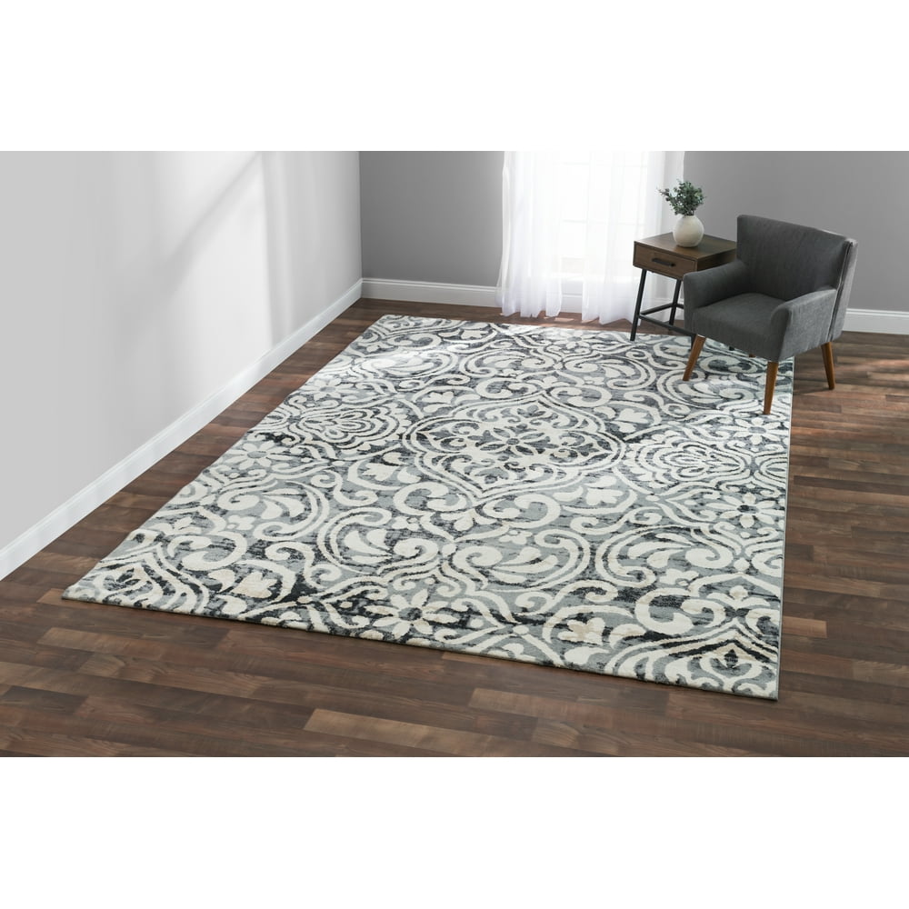 VCNY Home Claudine Grey Damask Area Rug, 5' 3