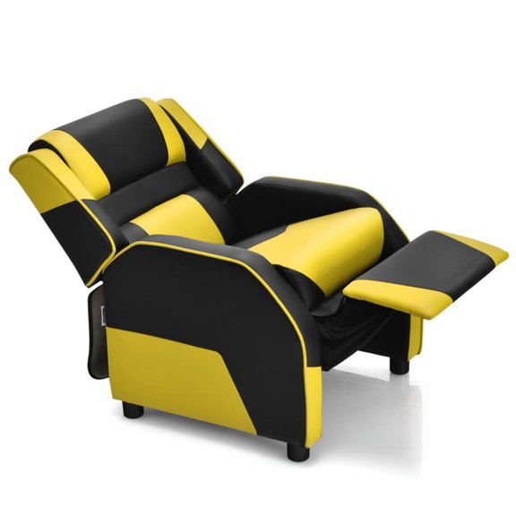 Resenkos Kids Youth PU Leather Gaming Sofa Recliner with Headrest and Footrest-Yellow, Kids Chairs for Kids