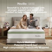 Novilla Snowfall 12 inch Queen size Mattress in a Box, Hybrid Medium Support Mattresses, Pocket Spring and CertiPUR-US, Pressure Relief & Motion Isolation