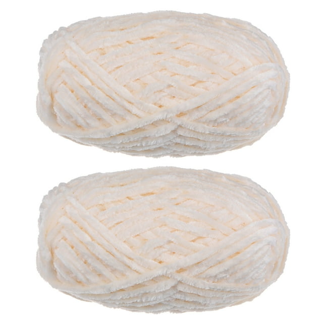 Unique Bargains 2 Pelotes Fil Velours Fil Chenille 87,49 Verges Polyester Fil Doux pour Couverture 2 Pcs Perle