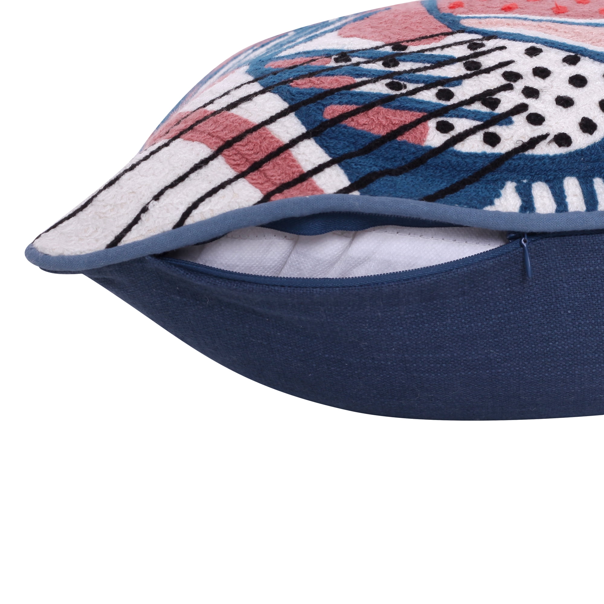 Ox Bay Gadish Animal Transitional Cotton Hand Woven Throw Pillow, Coral Red/Ensign Blue, 20" x 20"
