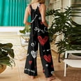 thumbnail image 3 of Fgvctg Valentine's Day Womens Overalls Wide Leg Pant Comfy Overall Love Heart Print Sleeveless Date Night Spaghetti Straps Jumpsuits Romper Bib Overalls Oversized Sprimg Pant With Pockets Black M, 3 of 4