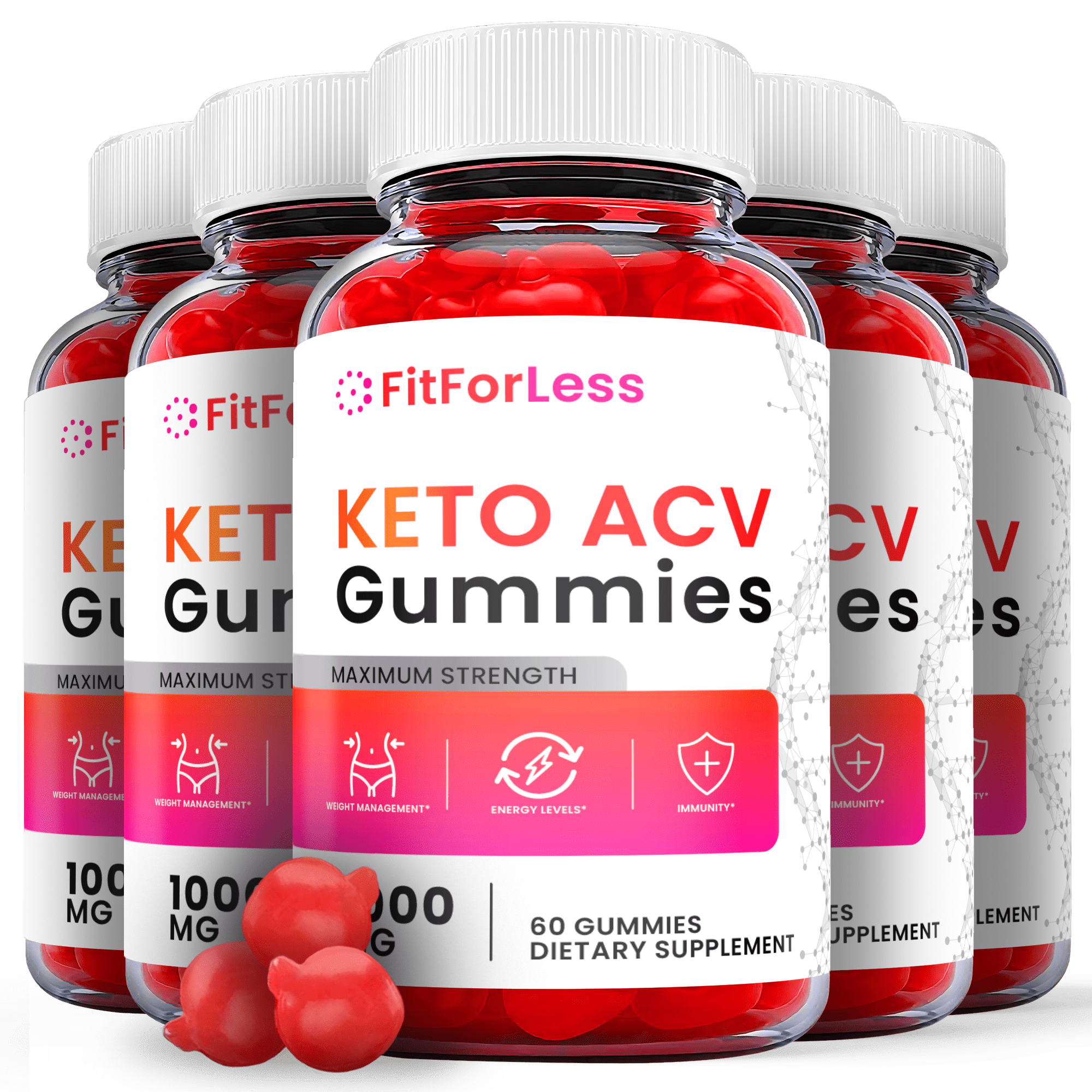 (5 Pack) Fit for Less Keto ACV Gummies - Apple Cider Vinegar Supplement for Weight Loss - Energy & Focus Boosting Dietary Supplements for Weight Management & Metabolism - Fat Burn - 300 Gummies