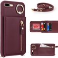 thumbnail image 2 of iPhone 7 Plus/8 Plus Case with Card Holder for Women, iPhone 7 Plus/8 Plus Phone Case Wallet with Strap Credit Card Slots Crossbody with Kickstand Zipper Case - Red Wine, 2 of 12