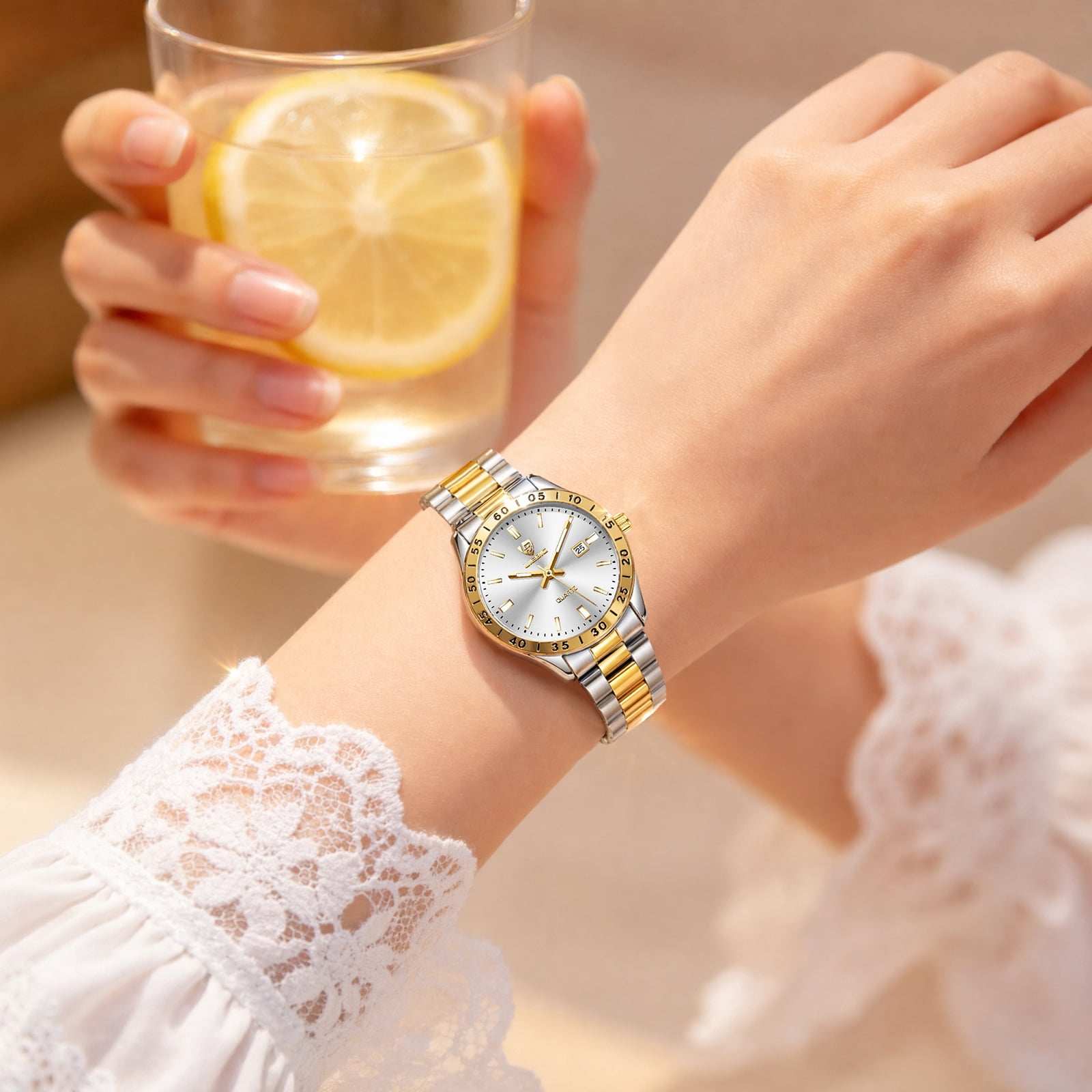 SKMEI Watches for Women Luxury Dress Analog Quartz Women Wristwatch Waterproof Luminous Date Stainless Steel Ladies Watch