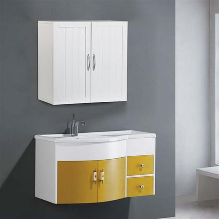White Wood Wall Cabinet - Yaheetech Home Kitchen/Bathroom/Laundry 2 Door 1 Wall Mount Cabinet,White,23