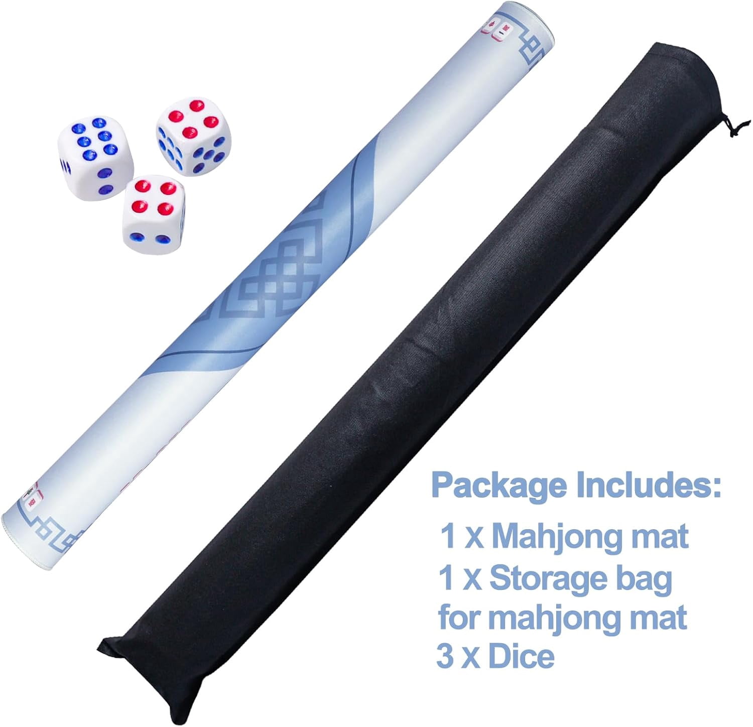 Large Mahjong Mat with Black Carrying Bag, Anti-Slip and Noise Reduction Table Cover for Mahjong, Poker, Card Games, Dominoes, Board Games (Blue, 31.5 inches)